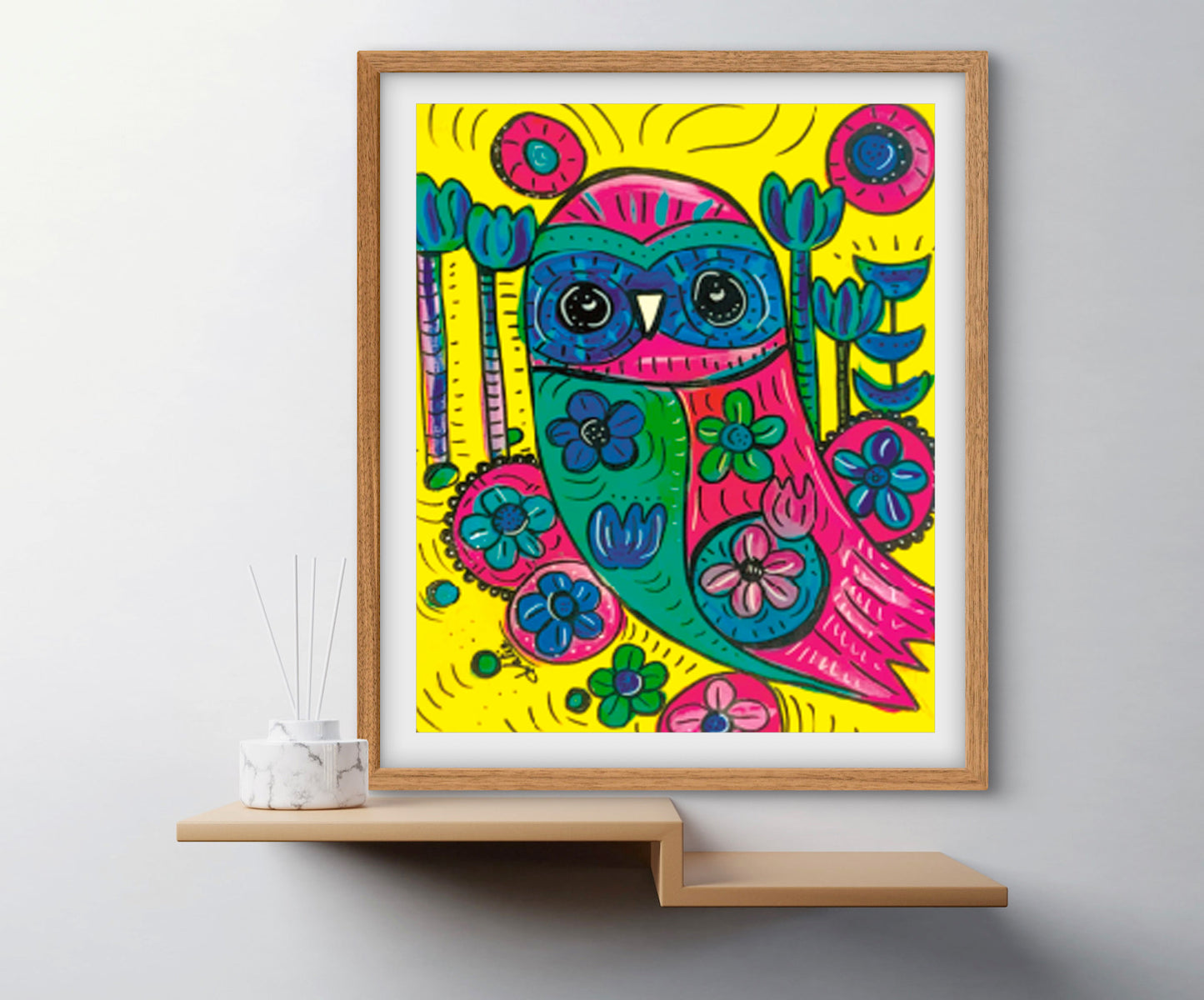 'Floral Owl' Paper Print
