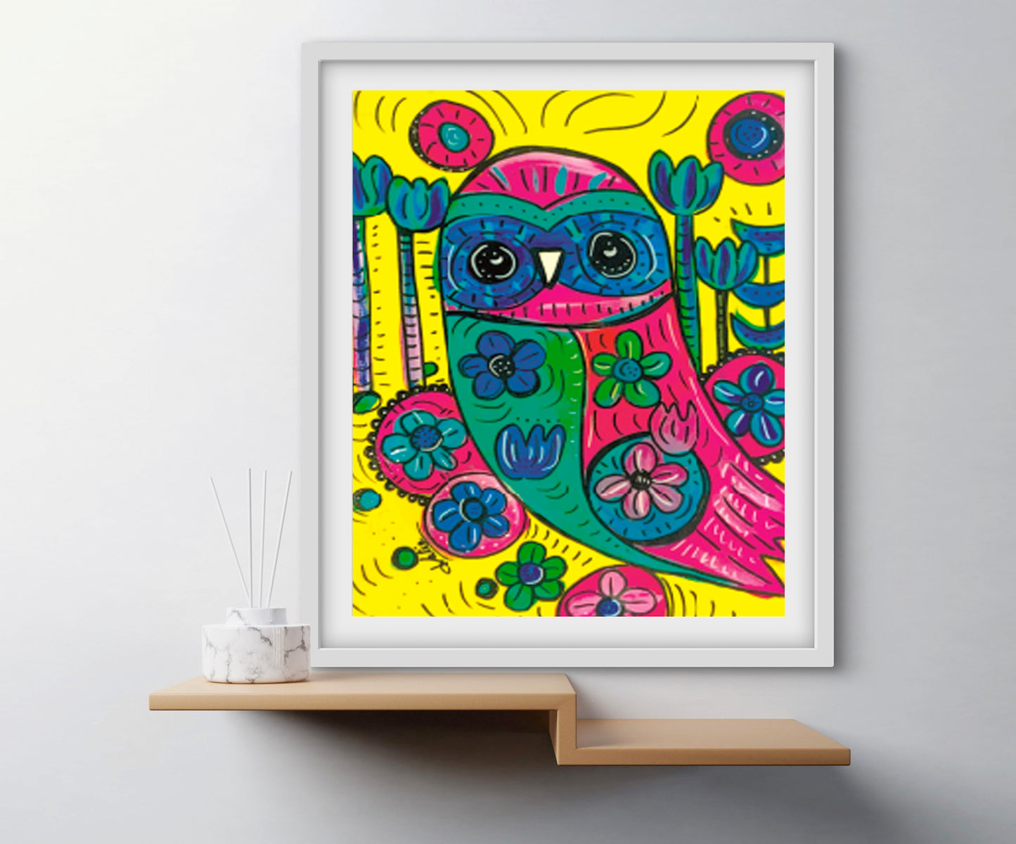 'Floral Owl' Paper Print