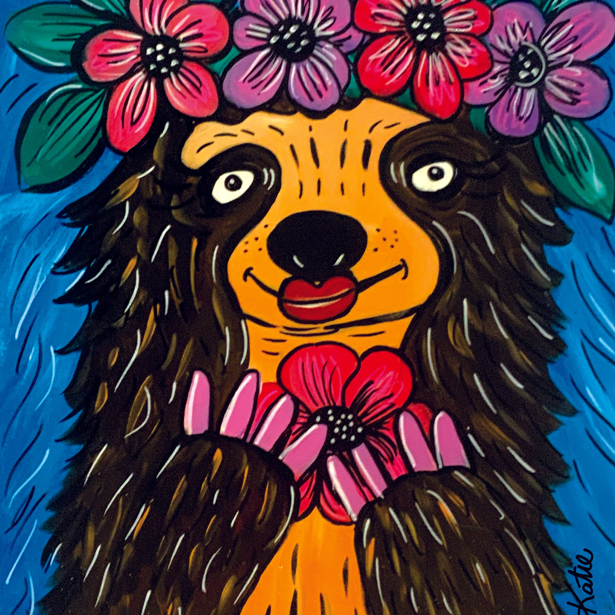 'Flower Crown Sloth' Paper Print