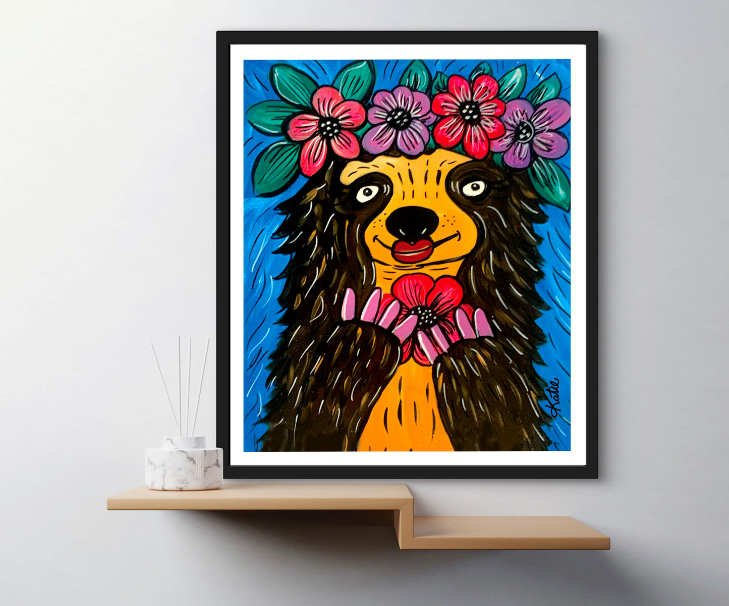 'Flower Crown Sloth' Paper Print