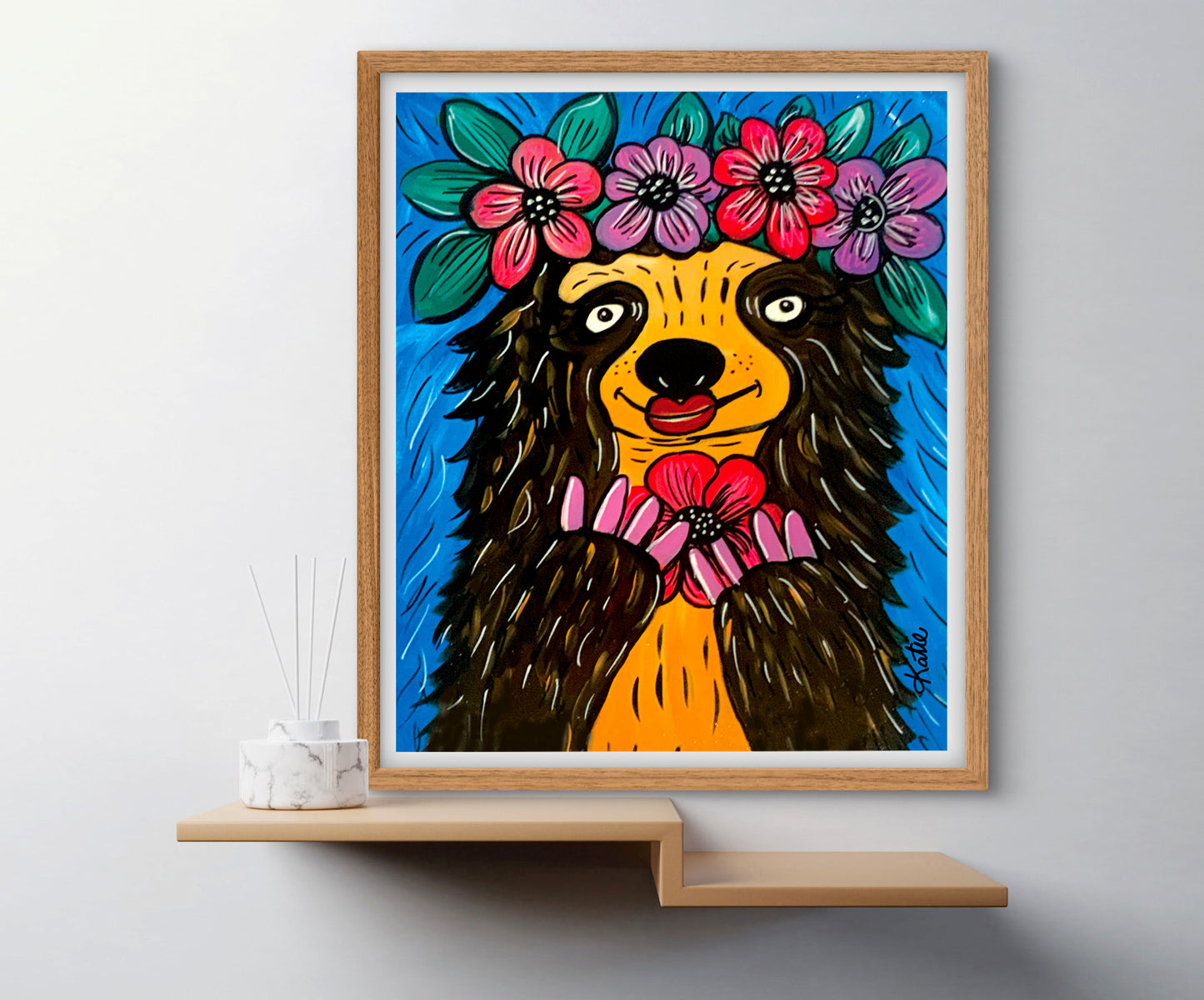 'Flower Crown Sloth' Paper Print