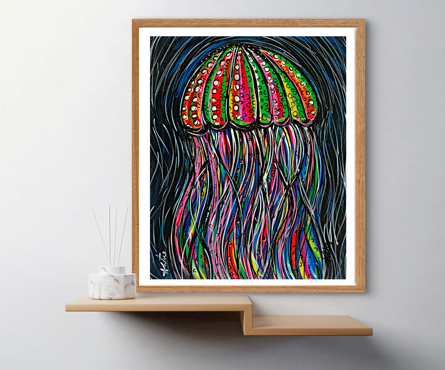 'Jellyfish Posca Tribute' Paper Print