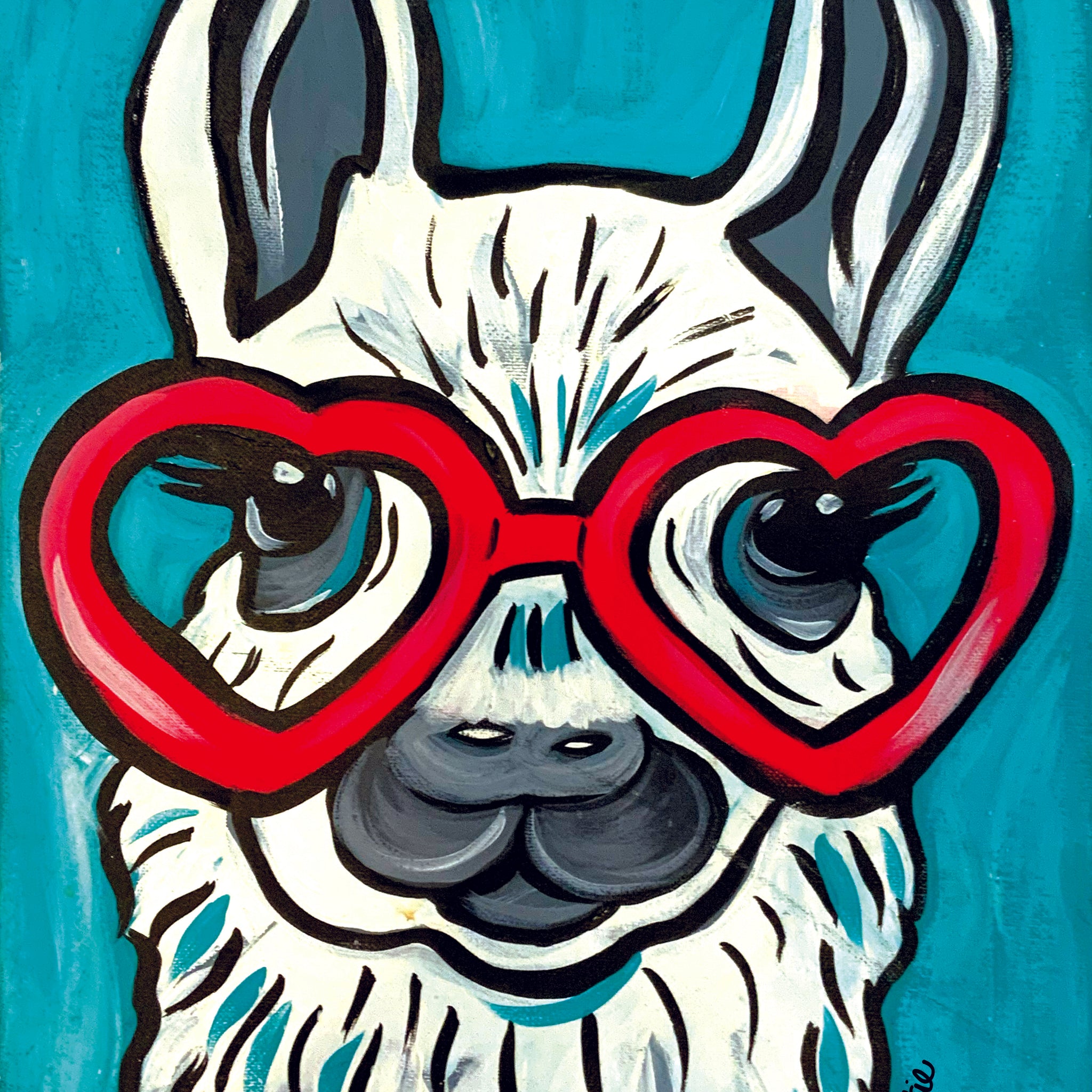 'Llama Red Glasses' Paper Print