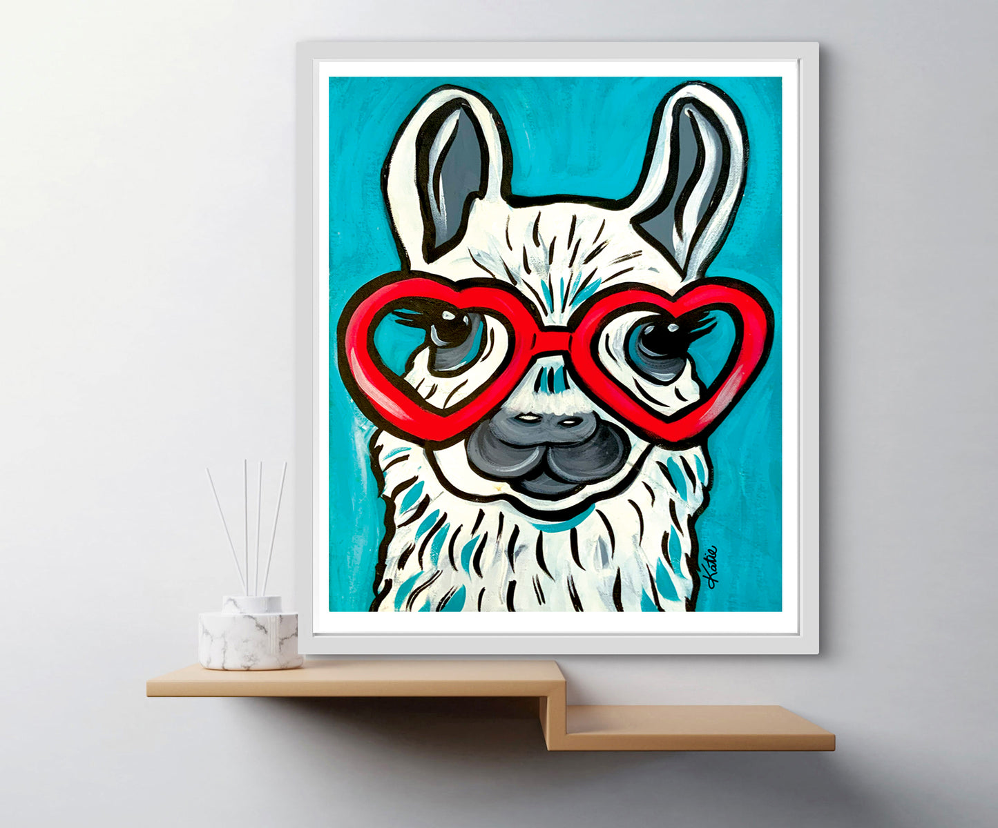 'Llama Red Glasses' Paper Print