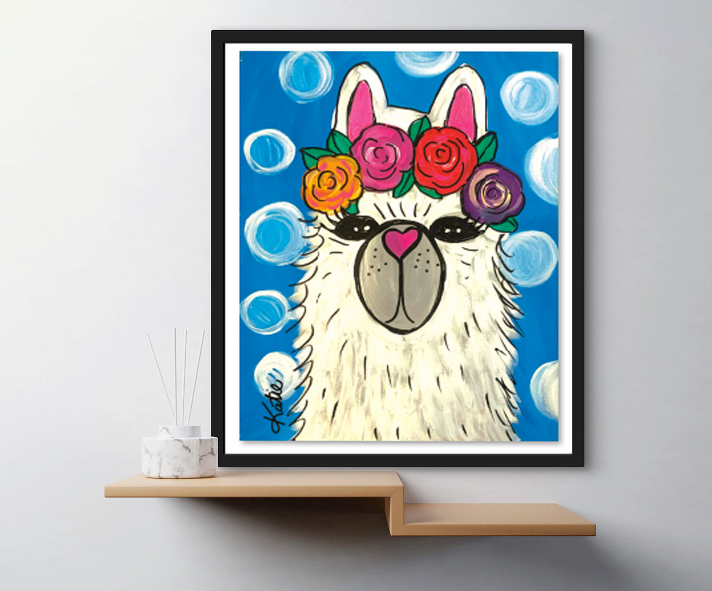 'Llama Floral Crown' Paper Print