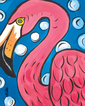 'Pink Flamingo Love' Paper Print