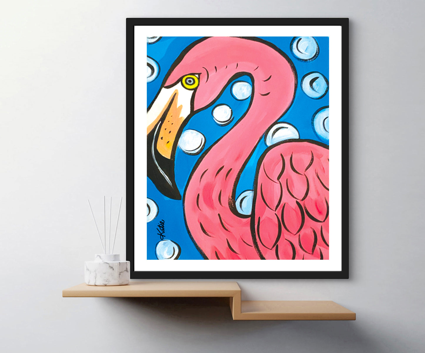 'Pink Flamingo Love' Paper Print