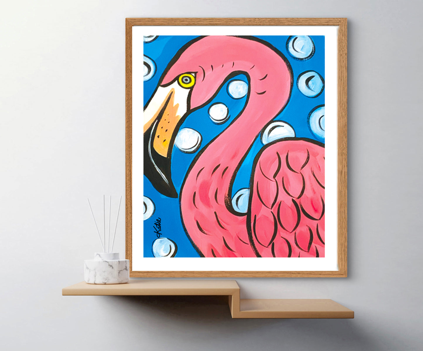 'Pink Flamingo Love' Paper Print