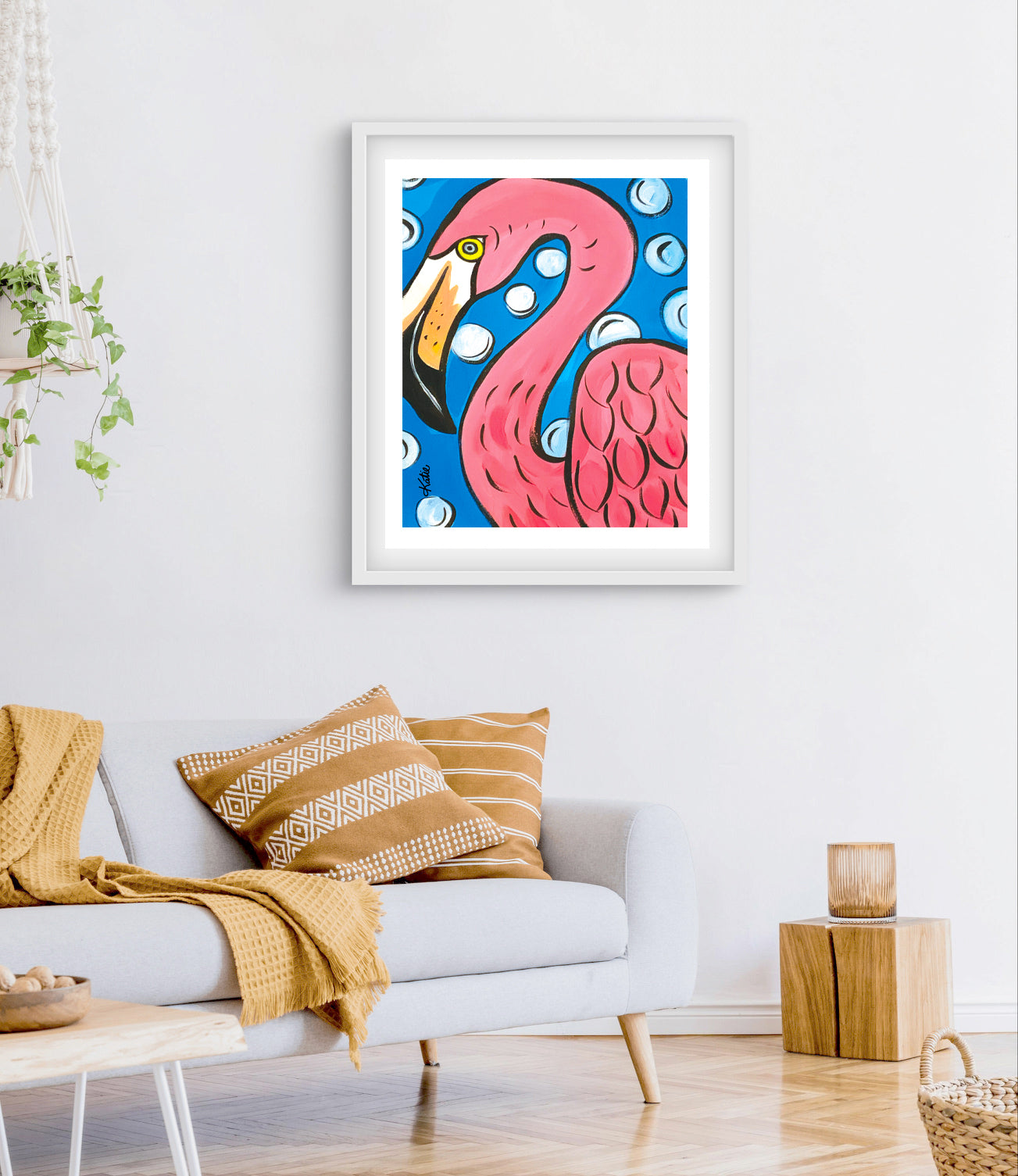 'Pink Flamingo Love' Paper Print