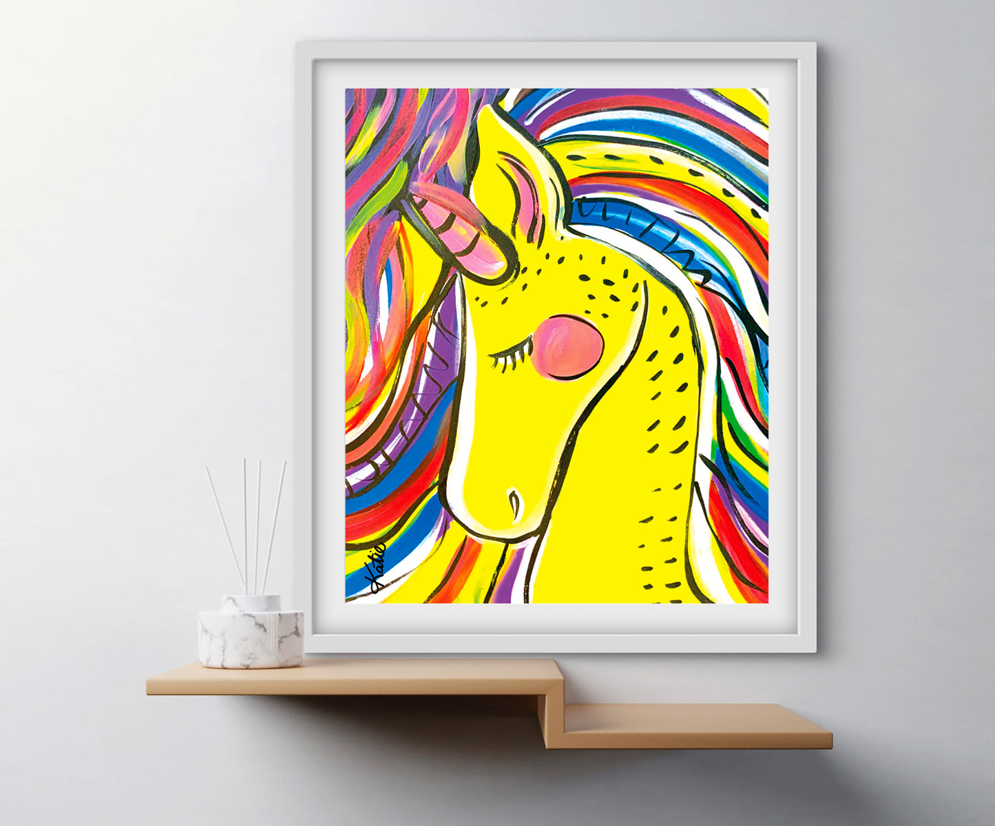 'Ribbon Bound Unicorn' Paper Print