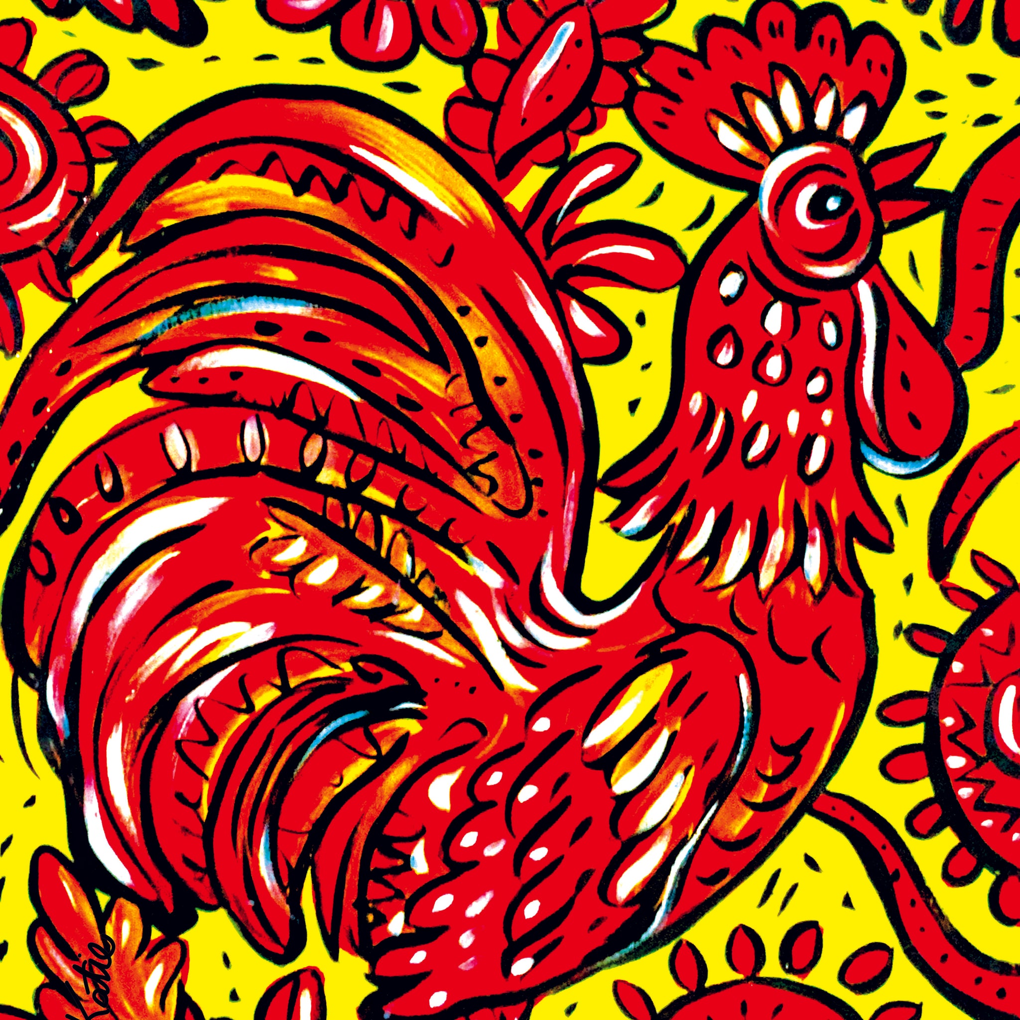 'Rockin Red Roosster' Paper Print