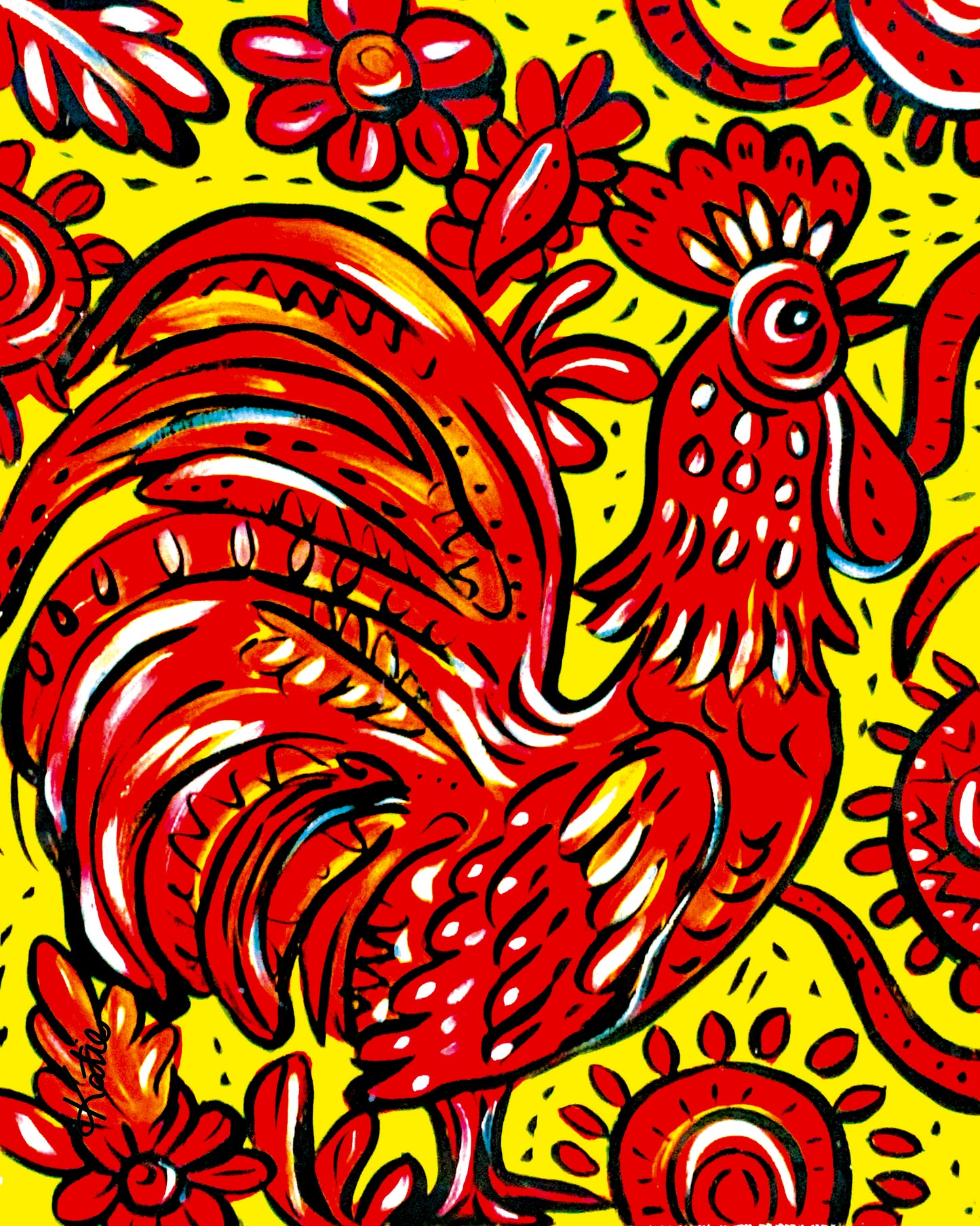 'Rockin Red Roosster' Paper Print