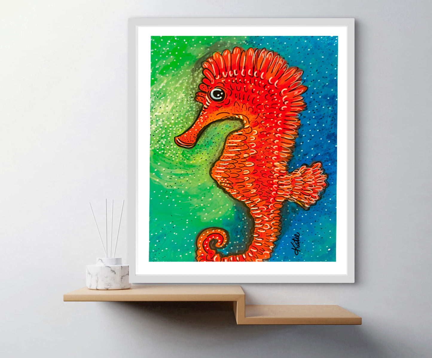 'Seahorse Floating' Paper Print