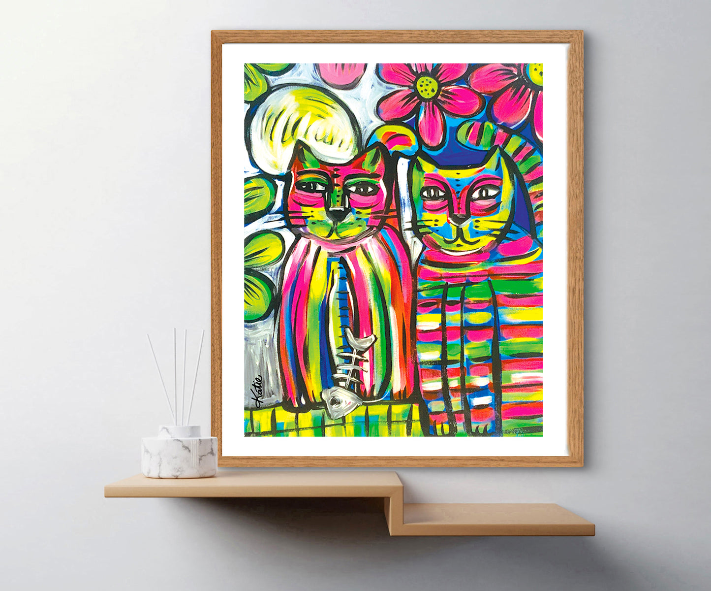 'Stripey Cat' Paper Print