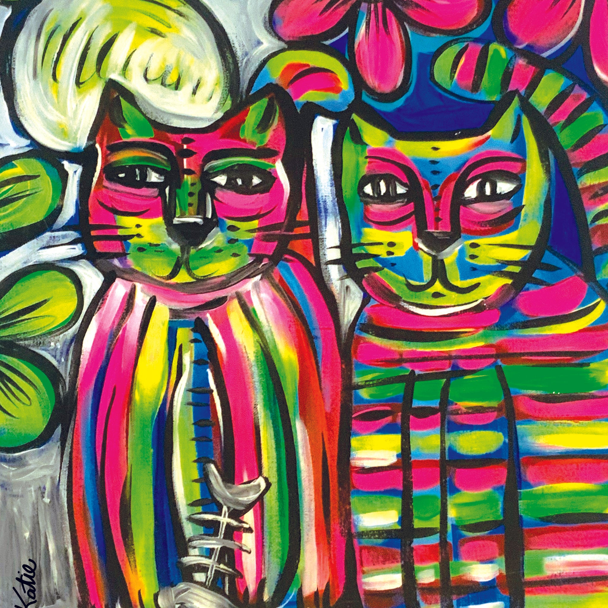 'Stripey Cat' Paper Print