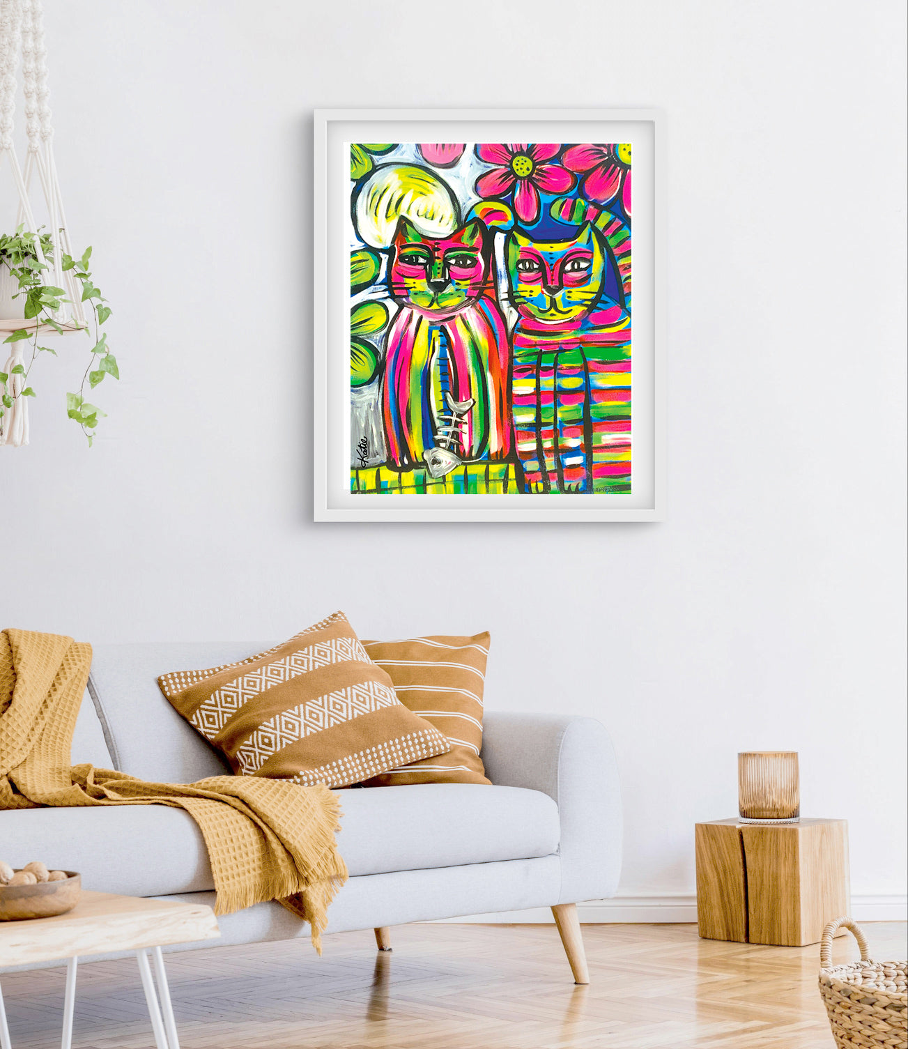 'Stripey Cat' Paper Print