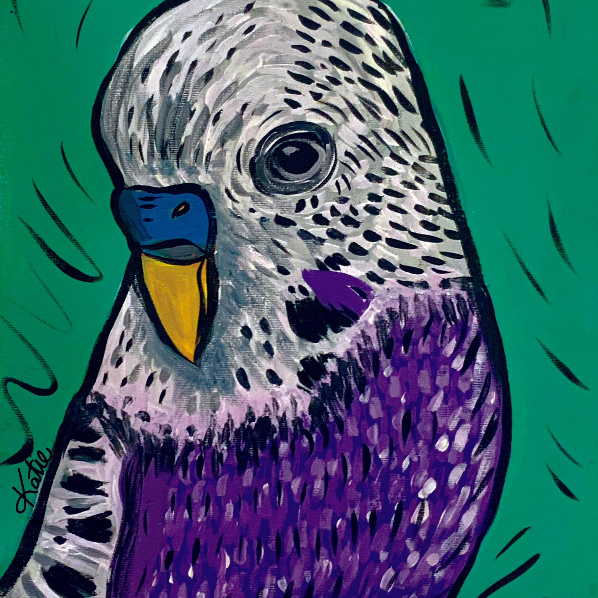 'Violet Budgie' Paper Print
