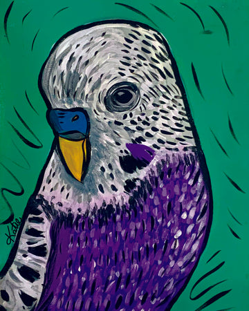 'Violet Budgie' Paper Print