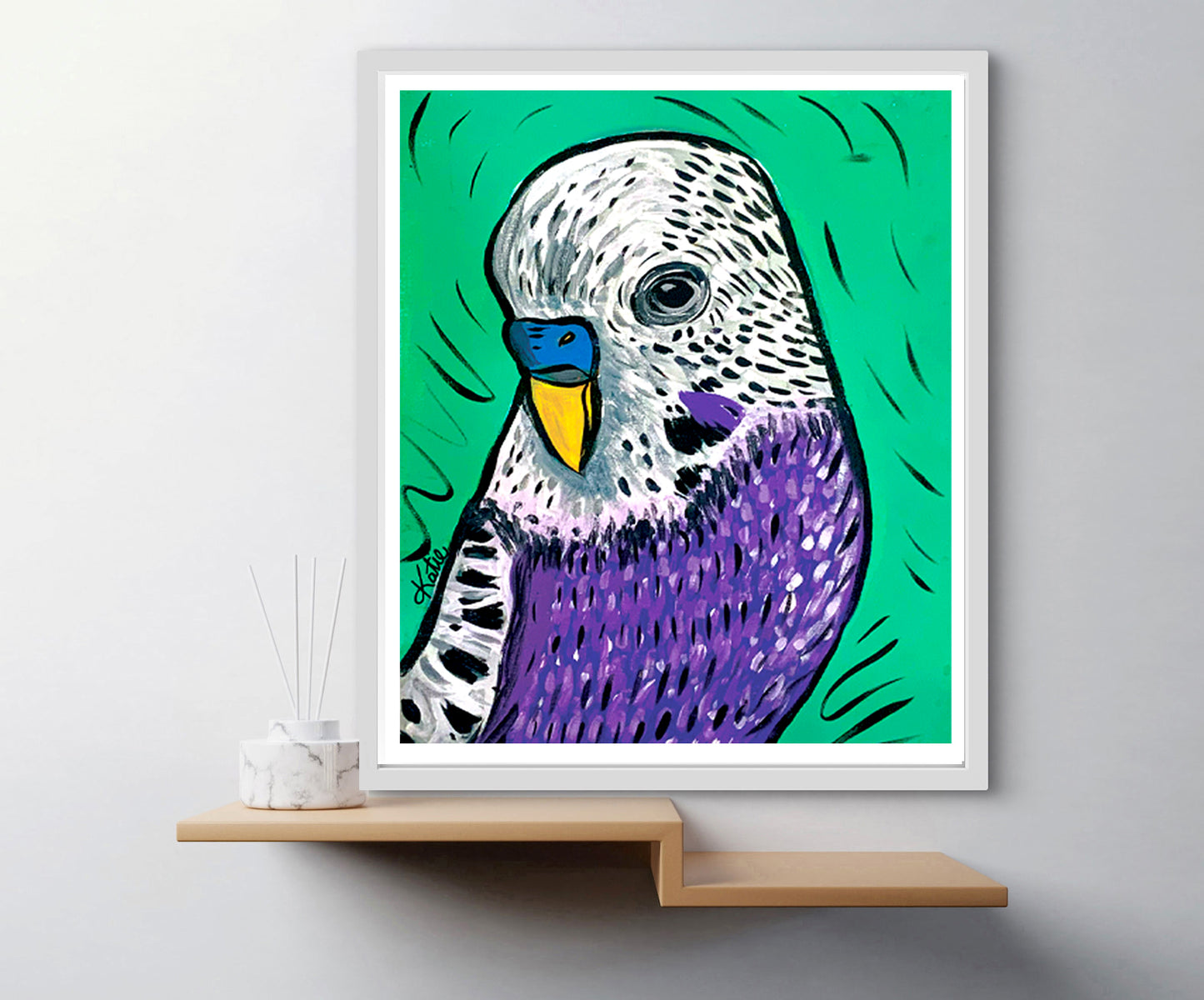 'Violet Budgie' Paper Print