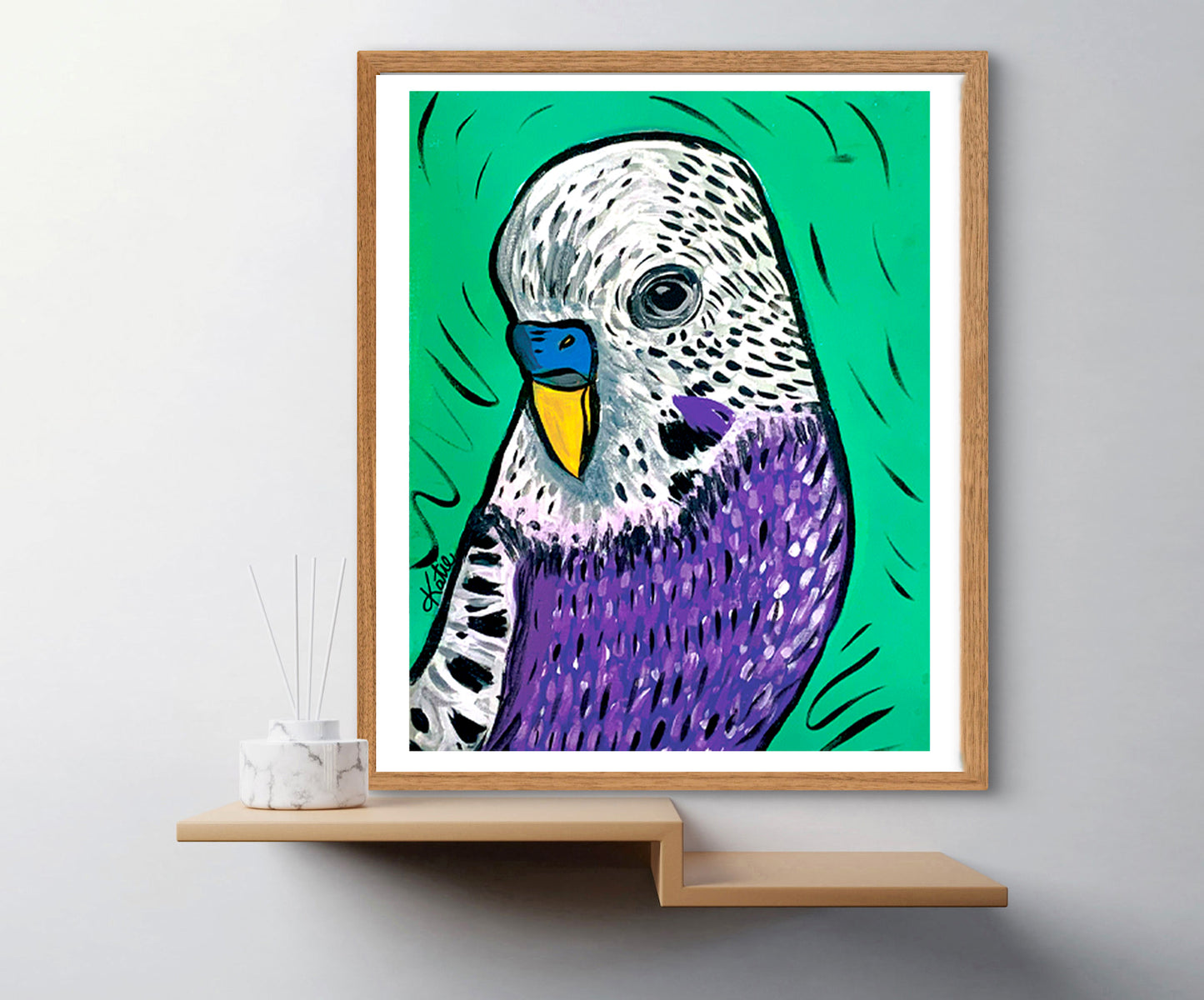 'Violet Budgie' Paper Print