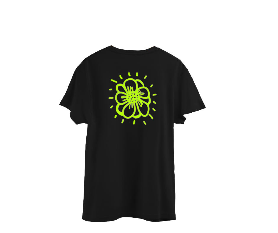 Katie the Artist SERIES black  flower t-shirt