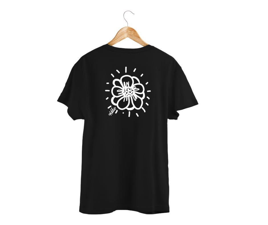 Katie the Artist SERIES black  flower t-shirt